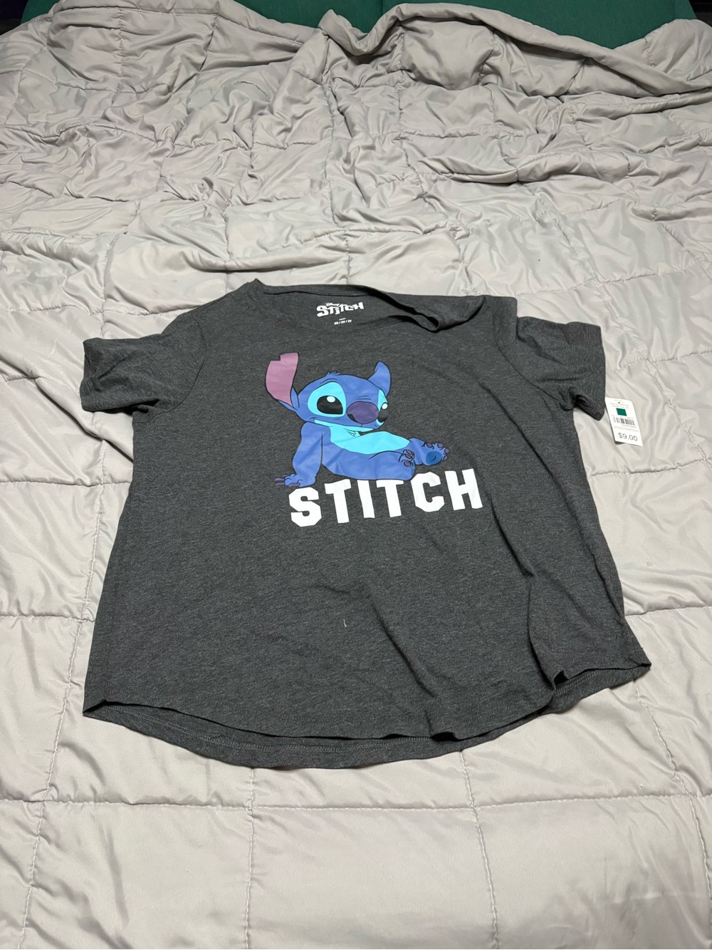 Disney Charcoal Stitch Graphic Tee - Blue & Purple Print